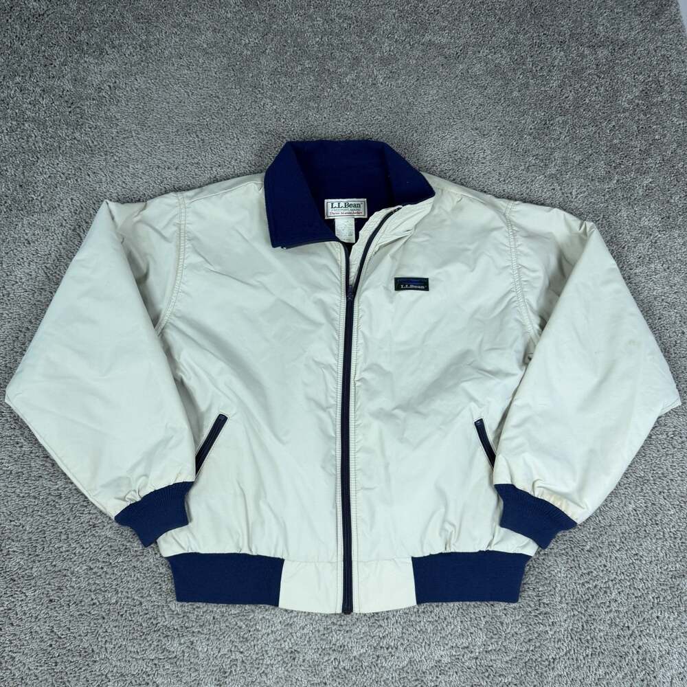Vintage L.L. Bean Jacket Mens XL White Three-Season Fleece Lined USA Bomber